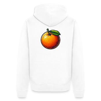 Mandarine mit Blatt - Unisex Premium Bio Zip Hoodie - Weiß - Hinten - Thijin (182cm)