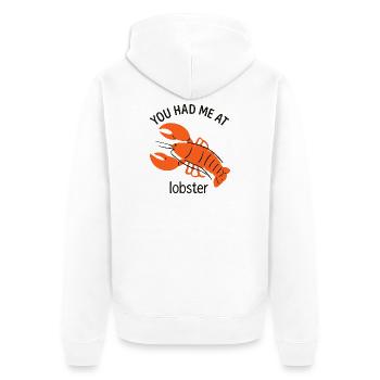 Humorvolle Hummer Illustration T-Shirt - Unisex Premium Bio Zip Hoodie - Weiß - Hinten - Thijin (182cm)