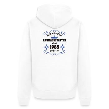 Décorateur d’intérieur Anniversaire Né 1985 85 - Veste à capuche bio Premium Unisexe - blanc - Dos - Thijin (182cm)