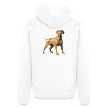 Brown Dog - Cool Low Poly  Logo - Unisex Premium Organic Zip Hoodie - white - Back - Thijin (182cm)