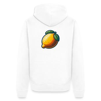 Citron éclatant avec feuille - Veste à capuche bio Premium Unisexe - blanc - Dos - Thijin (182cm)