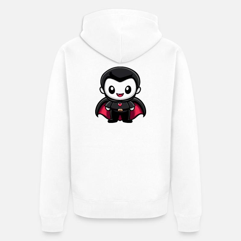 Vampire Halloween Bande dessinée mignonne - Veste à capuche bio Premium Unisexe - blanc
