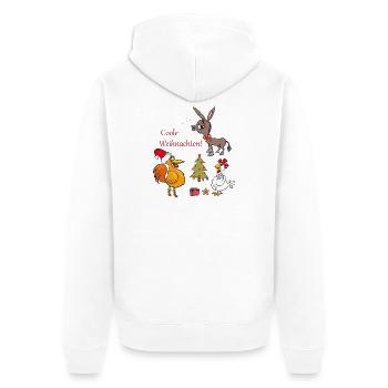 Coole Weihnachten  - Unisex Premium Bio Zip Hoodie - Weiß - Hinten - Thijin (182cm)