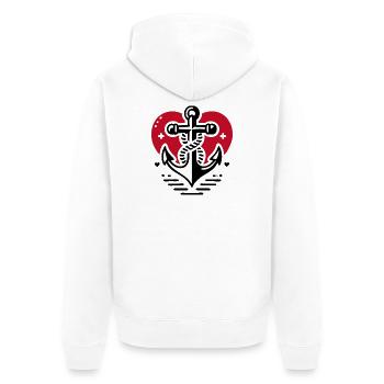 Herz Kreuz  Anker - Unisex Premium Bio Zip Hoodie - Weiß - Hinten - Thijin (182cm)