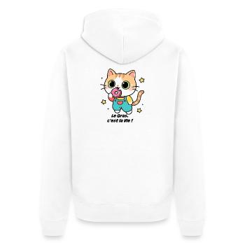 Gourmet-Donuts für Kätzchen, das Fett, es ist das Leben! - Unisex Premium Bio Zip Hoodie - Weiß - Hinten - Thijin (182cm)