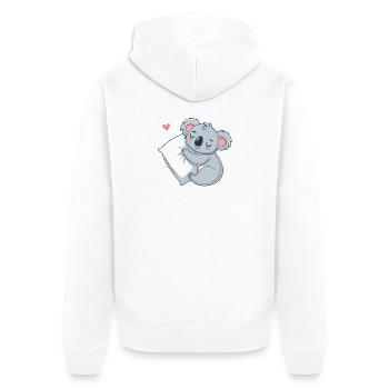 Koala-Kuschel auf Kissen - Unisex Premium Bio Zip Hoodie - Weiß - Hinten - Thijin (182cm)