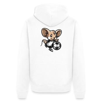 Maus Fußballheld Cartoon-Illustration - Unisex Premium Bio Zip Hoodie - Weiß - Hinten - Thijin (182cm)