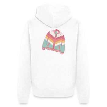 Pastellfarbene Retro-Jacke - Unisex Premium Bio Zip Hoodie - Weiß - Hinten - Thijin (182cm)