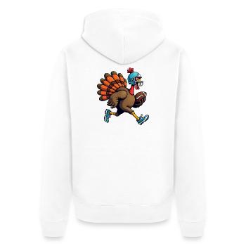 Thanksgiving Football Truthahn - Unisex Premium Bio Zip Hoodie - Weiß - Hinten - Thijin (182cm)