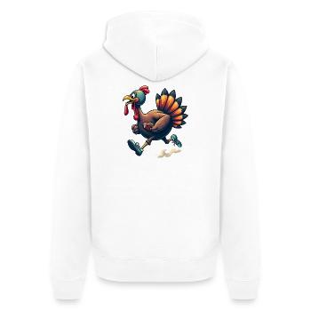 Thanksgiving Football Truthahn - Unisex Premium Bio Zip Hoodie - Weiß - Hinten - Thijin (182cm)