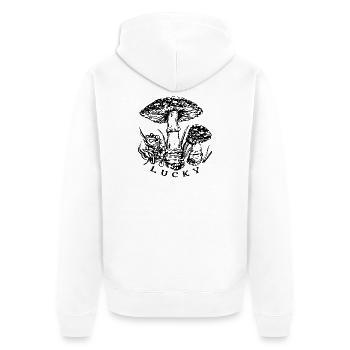 LUCKY - Unisex Premium Organic Zip Hoodie - white - Back - Thijin (182cm)