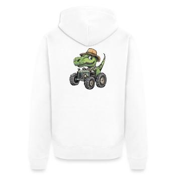 Dinosaure T-Rex Tracteur Agriculteur - Veste à capuche bio Premium Unisexe - blanc - Dos - Thijin (182cm)