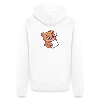 Sanftes Bärenkuschelherz - Unisex Premium Bio Zip Hoodie - Weiß - Hinten - Thijin (182cm)