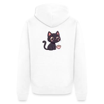 Black Cat Sweet Coffee - Unisex Premium Organic Zip Hoodie - white - Back - Thijin (182cm)