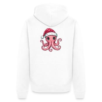 Octopus Christmas Xmas - Unisex Premium Organic Zip Hoodie - white - Back - Thijin (182cm)