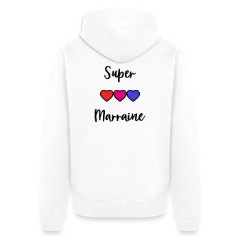 MARRAINE, SUPER MARRAINE, PARRAIN, FILLEUL - Veste à capuche bio Premium Unisexe - blanc - Dos - Thijin (182cm)