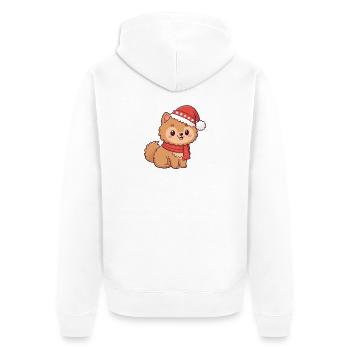 Welpen-Weihnachtshut-Schal - Unisex Premium Bio Zip Hoodie - Weiß - Hinten - Thijin (182cm)
