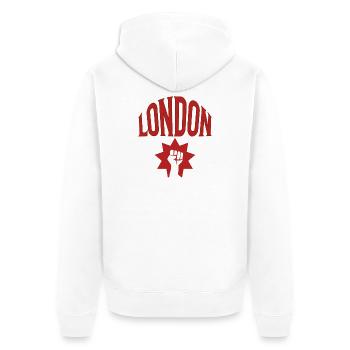 London - Unisex Premium Organic Zip Hoodie - white - Back - Thijin (182cm)