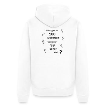 100 Eissorten - Unisex Premium Bio Zip Hoodie - Weiß - Hinten - Thijin (182cm)