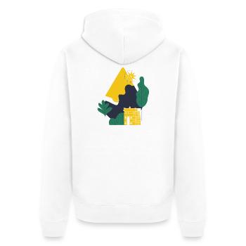 Abstrakte Wüstenlandschaft - Unisex Premium Bio Zip Hoodie - Weiß - Hinten - Thijin (182cm)