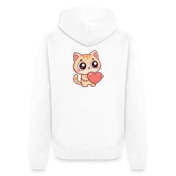 Chaton Coeur Doux - Veste à capuche bio Premium Unisexe - blanc - Dos - Thijin (182cm)