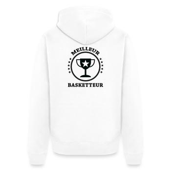 Best Basketball Player - Unisex Premium Organic Zip Hoodie - white - Back - Thijin (182cm)