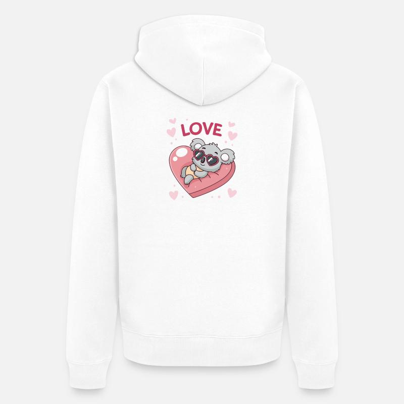 Koala Coeur et Love Doux - Veste à capuche bio Premium Unisexe - blanc