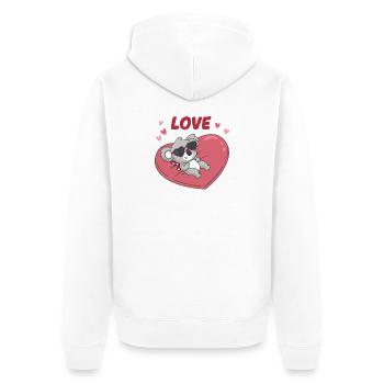 Koala Amoureux sur Cœur Doux - Veste à capuche bio Premium Unisexe - blanc - Dos - Thijin (182cm)
