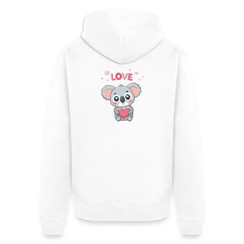 Koalaherz, süße Liebe, Pastell, - Unisex Premium Bio Zip Hoodie - Weiß - Hinten - Thijin (182cm)