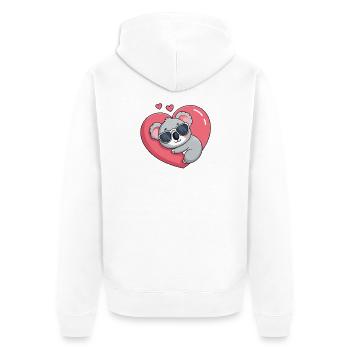 Koala Resting Pink Heart Glasses - Unisex Premium Organic Zip Hoodie - white - Back - Thijin (182cm)
