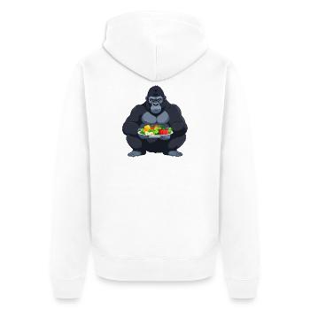 Gorilla with vegetable platter funny animal motif - Unisex Premium Organic Zip Hoodie - white - Back - Thijin (182cm)