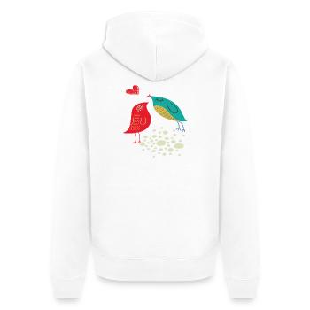 verliebte Vögel - Unisex Premium Bio Zip Hoodie - Weiß - Hinten - Thijin (182cm)