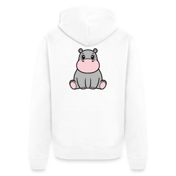 Cute Baby Hippopotamus Sitting Kawaii - Unisex Premium Organic Zip Hoodie - white - Back - Thijin (182cm)