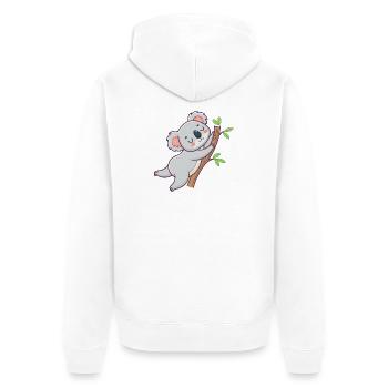 Cuddly koala on pastel branch - Unisex Premium Organic Zip Hoodie - white - Back - Thijin (182cm)