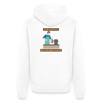 Die Eminenz der Holzdrechsler im Atelier - Unisex Premium Bio Zip Hoodie - Weiß - Hinten - Thijin (182cm)