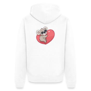 Koala-Lächelndes Herz - Unisex Premium Bio Zip Hoodie - Weiß - Hinten - Thijin (182cm)