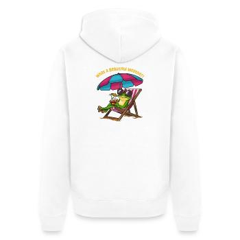 Grenouille dans une chaise longue de plage - Veste à capuche bio Premium Unisexe - blanc - Dos - Thijin (182cm)