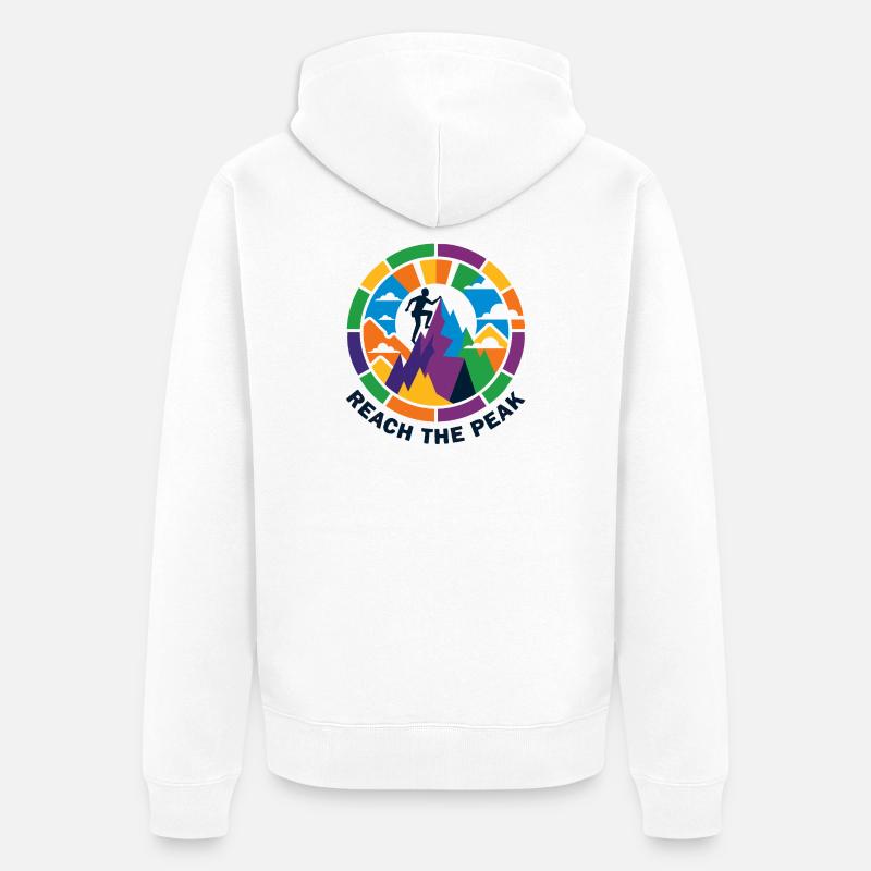 buntes Gipfelsturm Bergsteiger Kletterer Gipfel - Unisex Premium Bio Zip Hoodie - Weiß