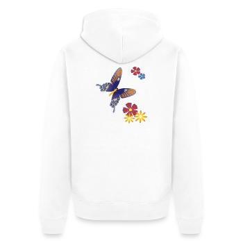Schmetterling mit Blumen - Unisex Premium Bio Zip Hoodie - Weiß - Hinten - Thijin (182cm)