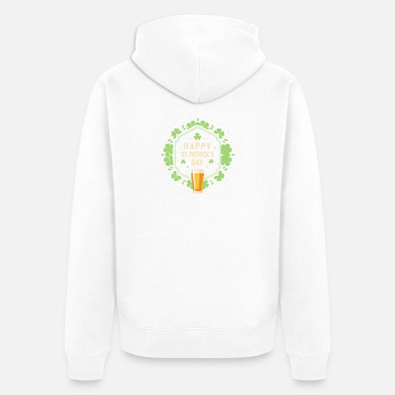 St. Patrick's Day Bier & Kleeblatt - Unisex Premium Bio Zip Hoodie - Weiß