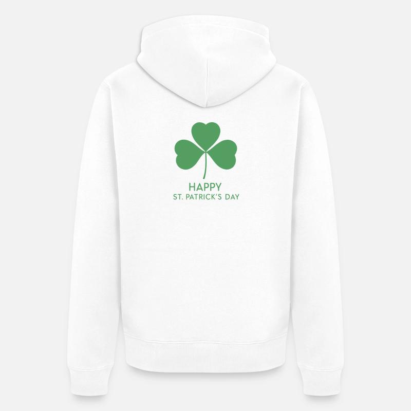 Trèfle Vert Saint Patrick - Veste à capuche bio Premium Unisexe - blanc