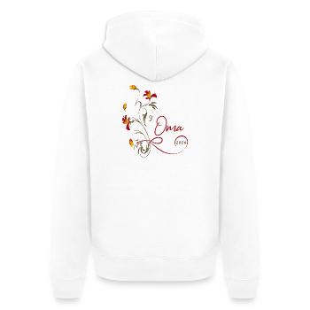 Oma  2026 - Unisex Premium Bio Zip Hoodie - Weiß - Hinten - Thijin (182cm)