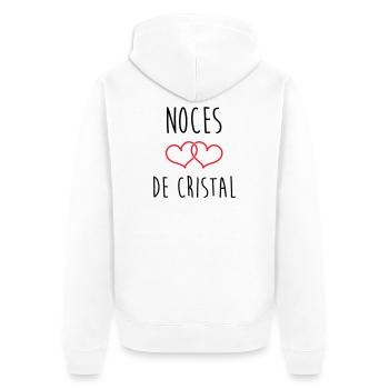 Crystal Wedding 15 Jahre Ehe - Unisex Premium Bio Zip Hoodie - Weiß - Hinten - Thijin (182cm)
