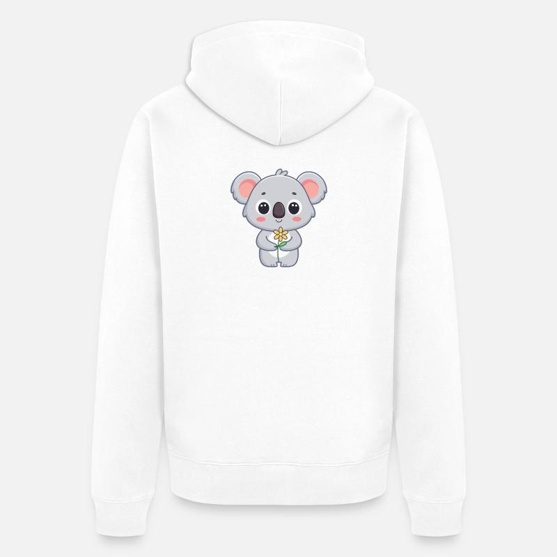 Koala mignon et fleur lumineuse - Veste à capuche bio Premium Unisexe - blanc