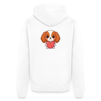 Süßer Hund mit rosa Herz - Unisex Premium Bio Zip Hoodie - Weiß - Hinten - Thijin (182cm)