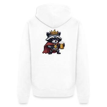 Raccoon Beer King - Unisex Premium Organic Zip Hoodie - white - Back - Thijin (182cm)