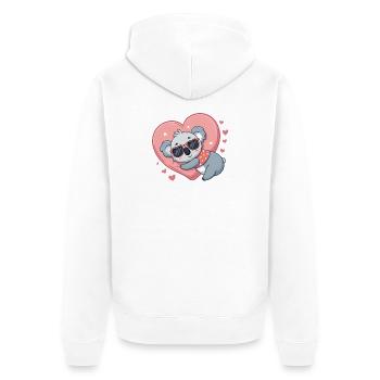 Koala Coeur sur Fond Rose - Veste à capuche bio Premium Unisexe - blanc - Dos - Thijin (182cm)