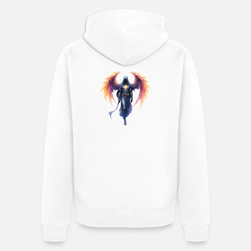 Guerrier Ailé de Feu Bleu - Veste à capuche bio Premium Unisexe - blanc
