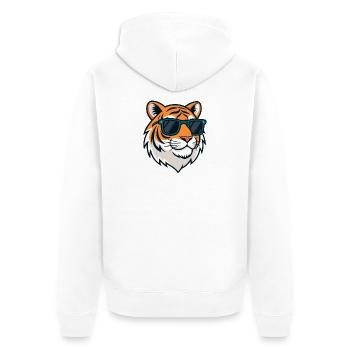Tigre chic lunettes soleil - Veste à capuche bio Premium Unisexe - blanc - Dos - Thijin (182cm)