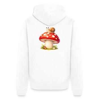 Toadstool with Snail Cute Forest Motif - Unisex Premium Organic Zip Hoodie - white - Back - Thijin (182cm)